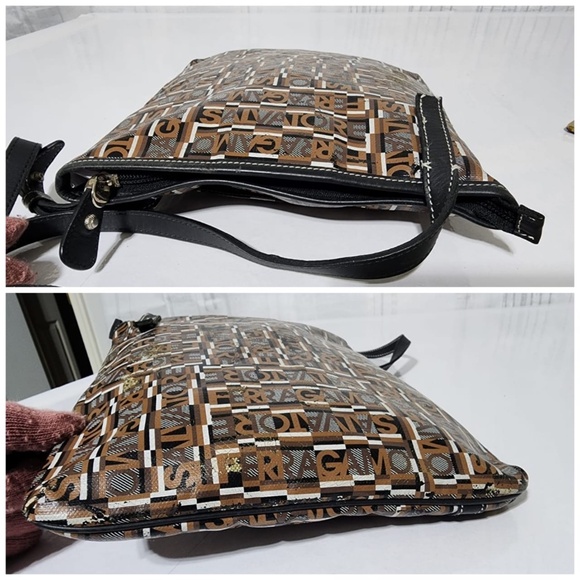 Authentic Salvatore Ferragamo Coated Canvas Shoulder Bag Brown - Picture 7 of 16